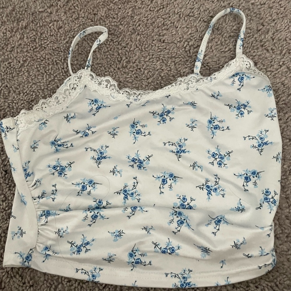 Floral Lace Trim Cami Top